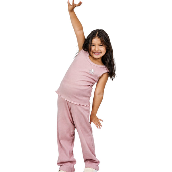 CONJUNTO NIÑA MANGA SISA APLIQUE LEGGINS DEPORTIVO RIB