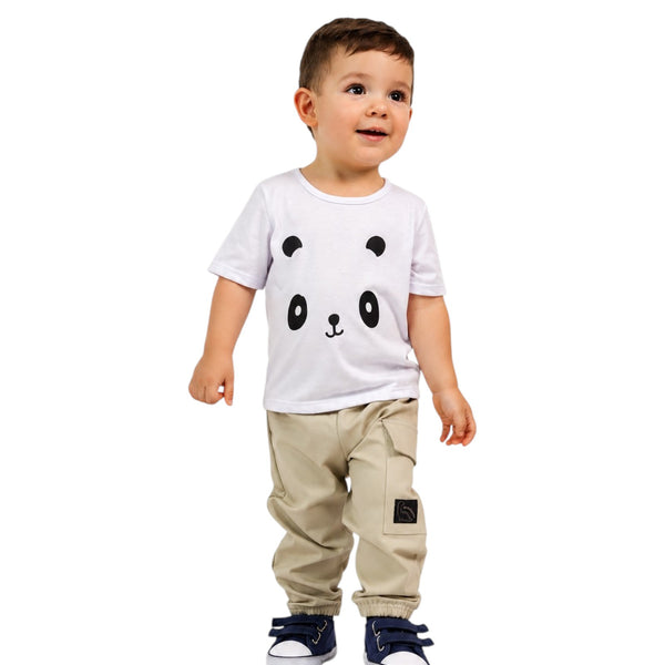 JOGGER CARGO BEBE NIÑO TEJIDO PLANO APLIQUE