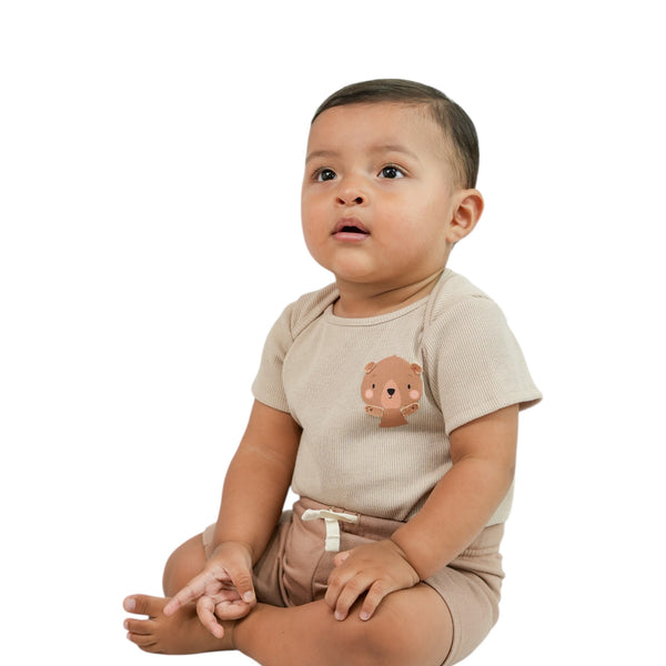 CONJUNTO BEBE NINO BODY MANGA CORTA APLIQUE SHORT
