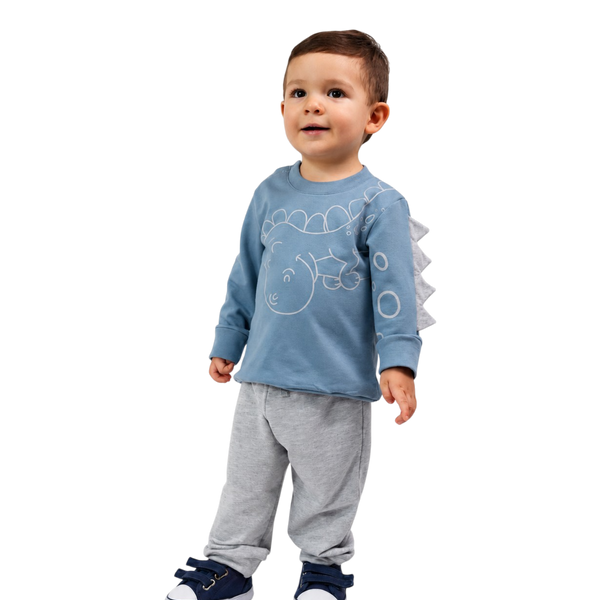 CONJUNTO BEBE NIÑO BUSO ESTAMPADO APLIQUES JOGGER