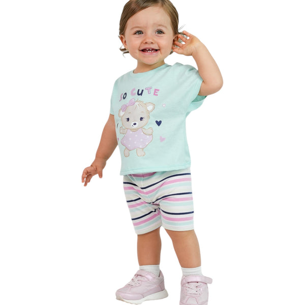 CONJUNTO BEBE NINA MANGA CORTA SHORT BIKER