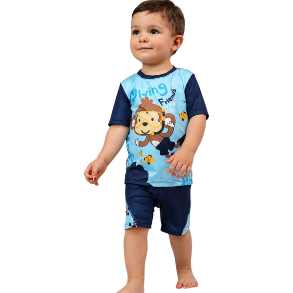 TRAJE DE BANO BEBE NIÑO MANGA CORTA SHORT