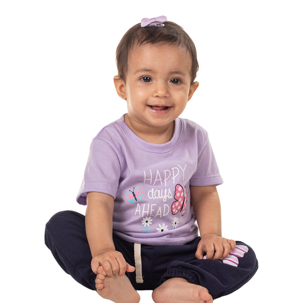 CAMISETA BEBE NIÑA MANGA CORTA CUELLO REDONDO ESTAMPADO FRENTE