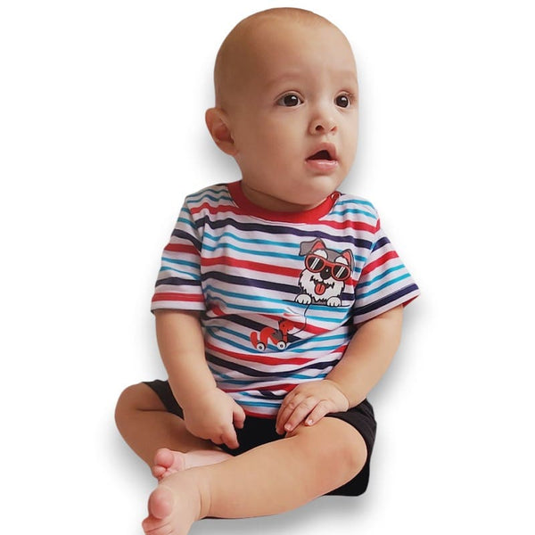 CAMISETA BEBE NIÑO MANGA CORTA CUELLO REDONDO RAYAS