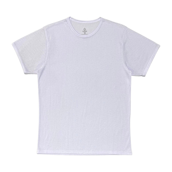 CAMISETA HOMBRE CUELLO REDONDO TELA ACANALADA BLANCO