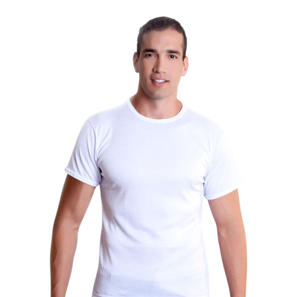 CAMISETA CUELLO REDONDO TELA LISA BLANCO