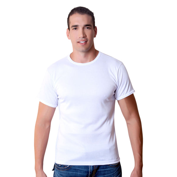 CAMISETA HOMBRE CUELLO REDONDO TELA RIB BLANCO