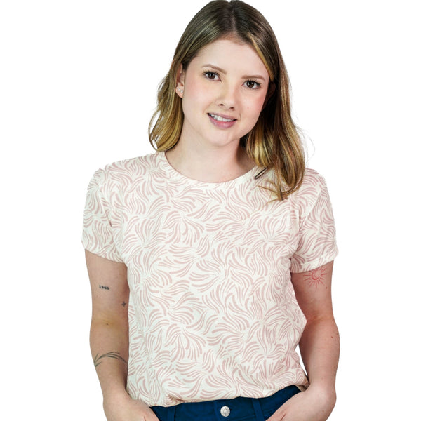 CAMISETA MUJER MANGA CORTA ESTAMPADO CONTINUO