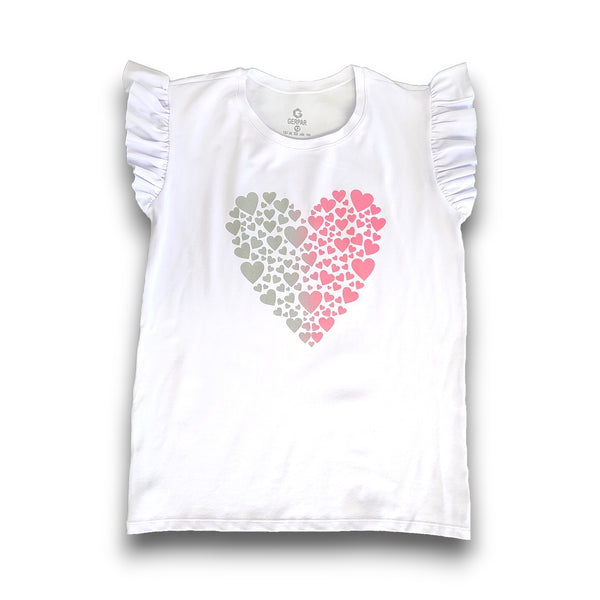 CAMISETA NIÑA MANGA BOLERO CUELLO REDONDO ESTAMPADO FRENTE