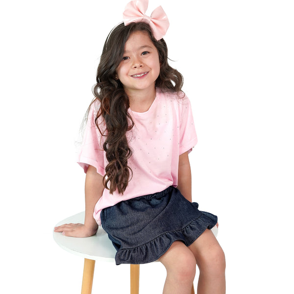 CAMISETA NIÑA MANGA CORTA APLIQUE
