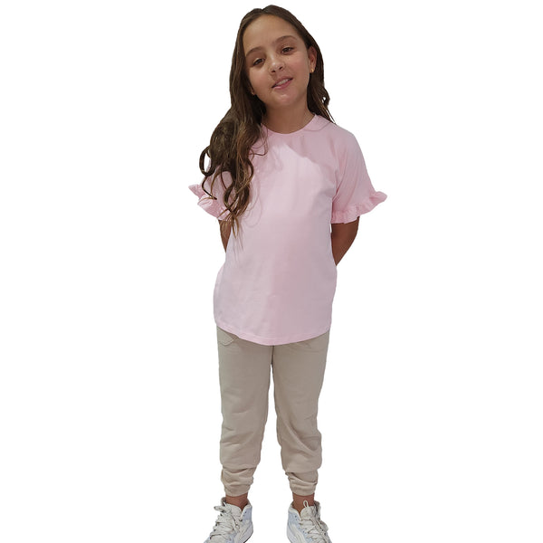 CAMISETA NIÑA MANGA CORTA BOLERO CUELLO REDONDO ALGODON 100% LYCRA