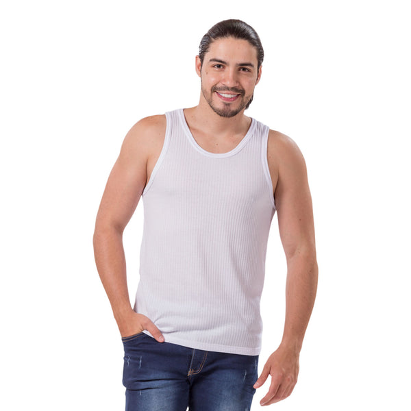 CAMISILLA HOMBRE TELA ACANALADA BLANCO
