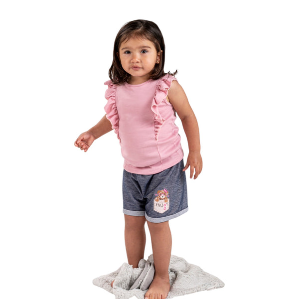 CONJUNTO BEBE NINA BLUSA MANGA SISA BOLERO SHORT