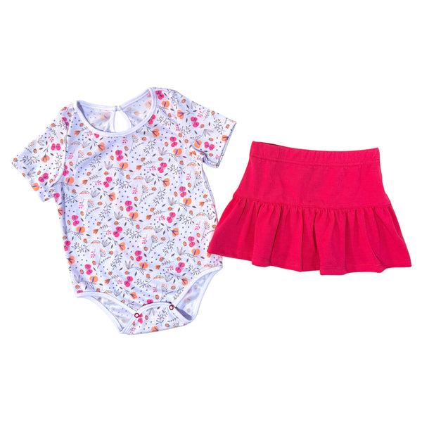 CONJUNTO BEBE NIÑA BODY MANGA CORTA FALDA