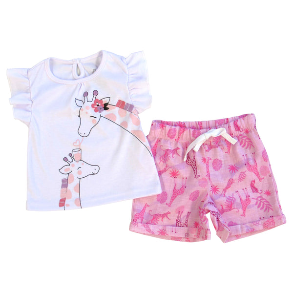 CONJUNTO BEBE NIÑA  BLUSA MANGA SISA CON BOLERO SHORT CON HILADILLA
