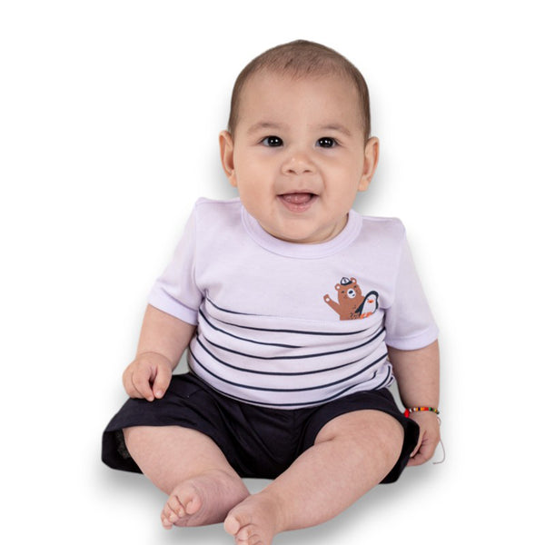 CONJUNTO BEBE NIÑO CAMISETA CON ALMILLA SHORT