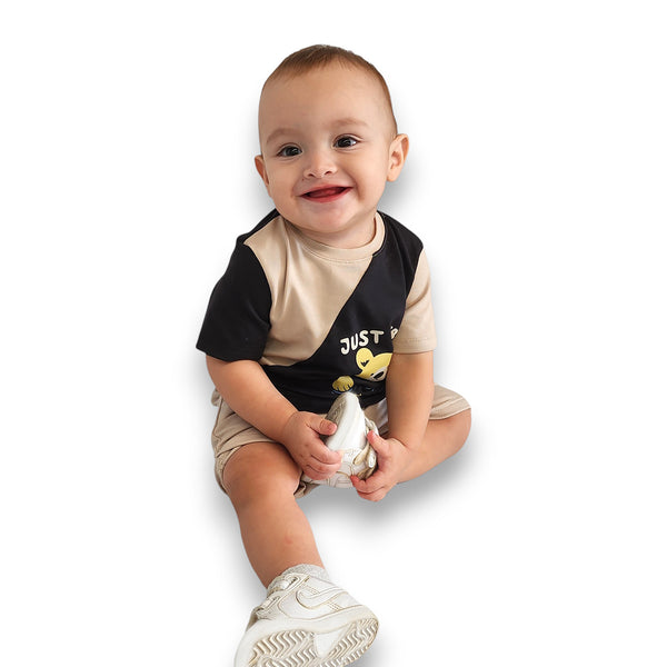 CONJUNTO BEBE NIÑO MANGA CORTA CON CORTES SHORT
