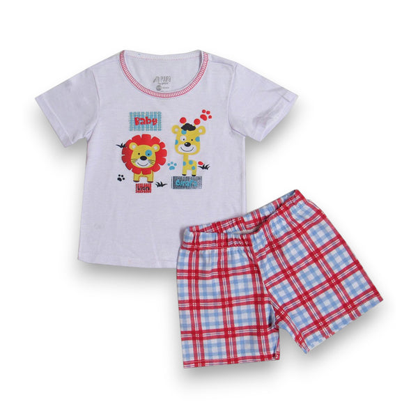 CONJUNTO BEBE NIÑO MANGA CORTA SHORT CUADROS