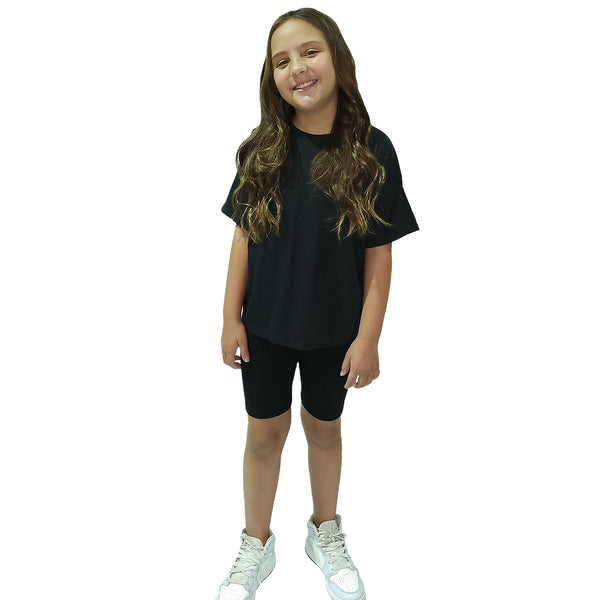 CONJUNTO NIÑA DEPORTIVO MANGA CORTA ESTAMPADO ESPALDA BIKER