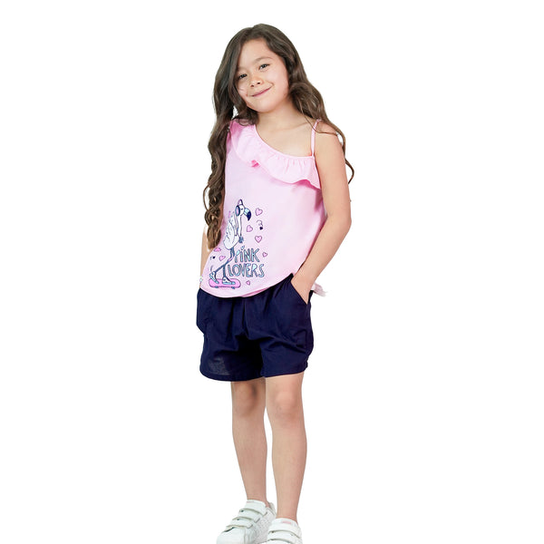 CONJUNTO NIÑA MANGA SISA SHORT TEJIDO PLANO