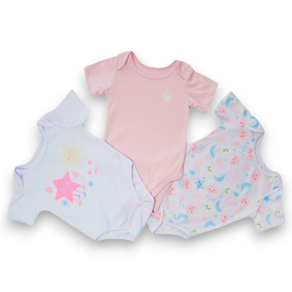 PACK 3 UDS BODY MANGA CORTA BEBE NIÑA