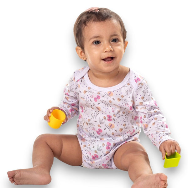 PACK X2 BEBE NIÑA BODY MANGA LARGA ESTAMPADO Y FONDO ENTERO