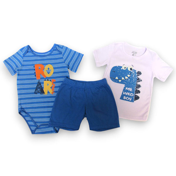 PACK x 3 BEBE NIÑO CAMISETA BODY SHORT