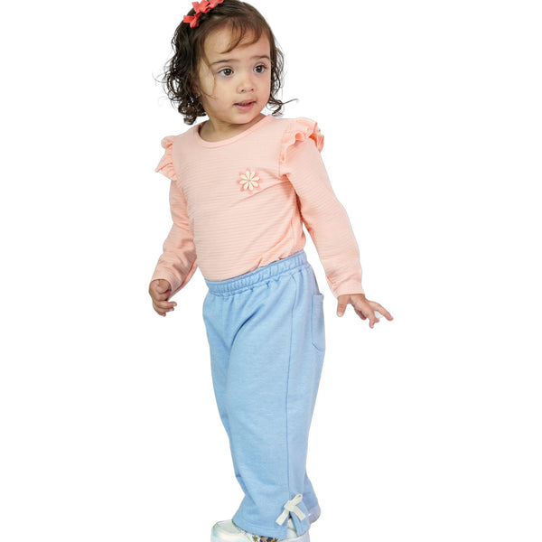 PANTALÓN BEBE NIÑA ABERTURA EN BOTA  MOÑOS