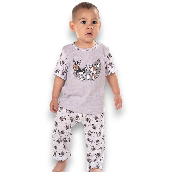 PIJAMA BEBE NIÑO MANGA CORTA FRENTE ESTAMPADO PANTALON