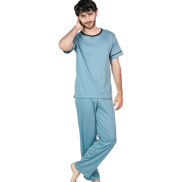 PIJAMA HOMBRE MANGA CORTA CUELLO REDONDO PANTALON