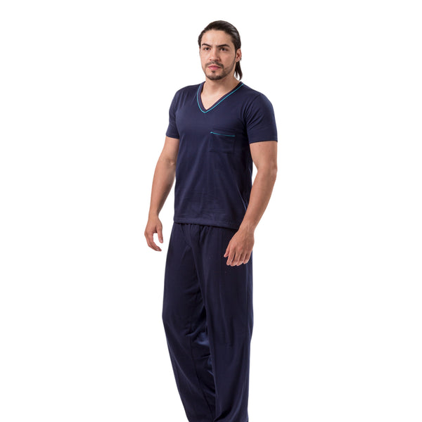 PIJAMA HOMBRE PANTALON MANGA CORTA FONDO ENTERO