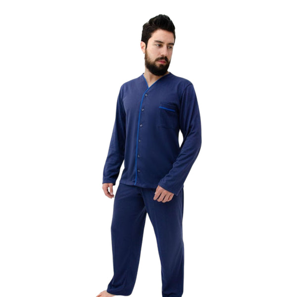 PIJAMA HOMBRE MANGA LARGA BOTONES PANTALON