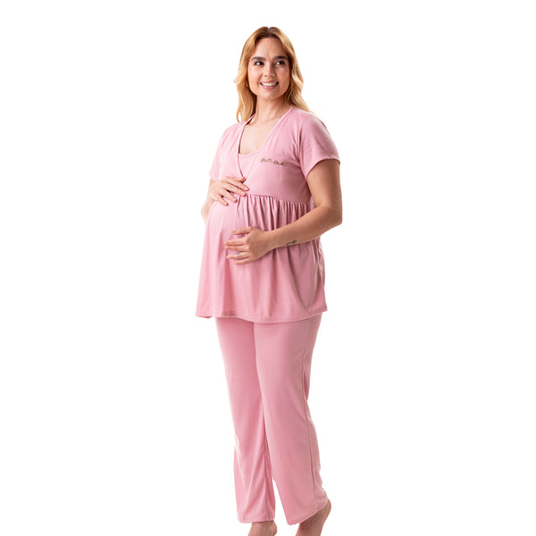 PIJAMA MUJER MATERNA MANGA CORTA PANTALÓN