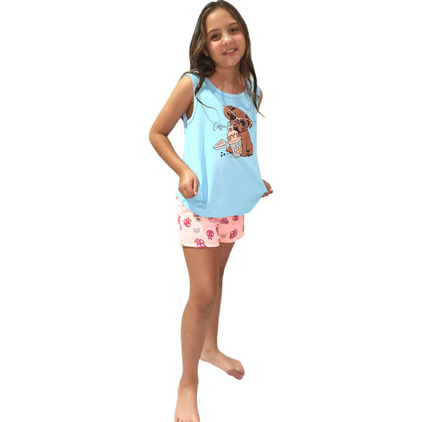 PIJAMA NIÑA CAMISILLA ESTAMPADO LOCAL SHORT ESTAMPADO