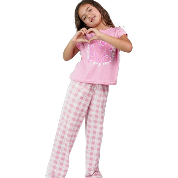 PIJAMA NIÑA MANGA CORTA ESTAMPADO PANTALON