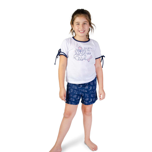 PIJAMA NIÑA HIJA MAMA TIRAS MANGA CORTA SHORT