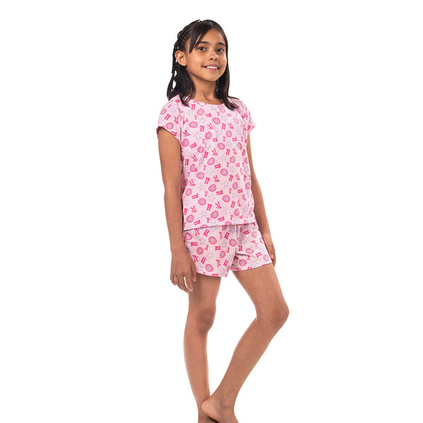 PIJAMA NIÑA MANGA CORTA SHORT ESTAMPADO CONTINUO