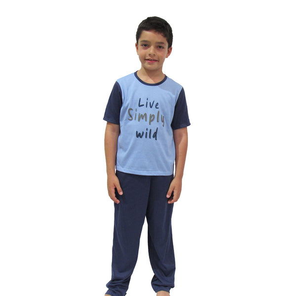 PIJAMA NIÑO MANGA CORTA ESTAMPADO FRENTE PANTALON