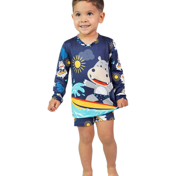 TRAJE DE BANO BEBE NIÑO MANGA LARGA SHORT