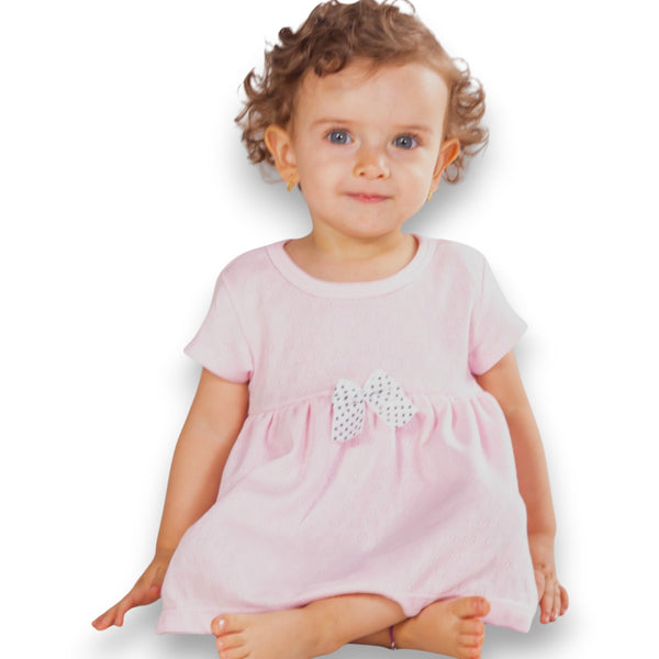 VESTIDO BEBE NIÑA MANGA CORTA TELA JACQUARD