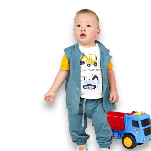 CONJUNTO 3 PIEZAS BEBE NIÑO CHALECO CAMISETA JOGGER